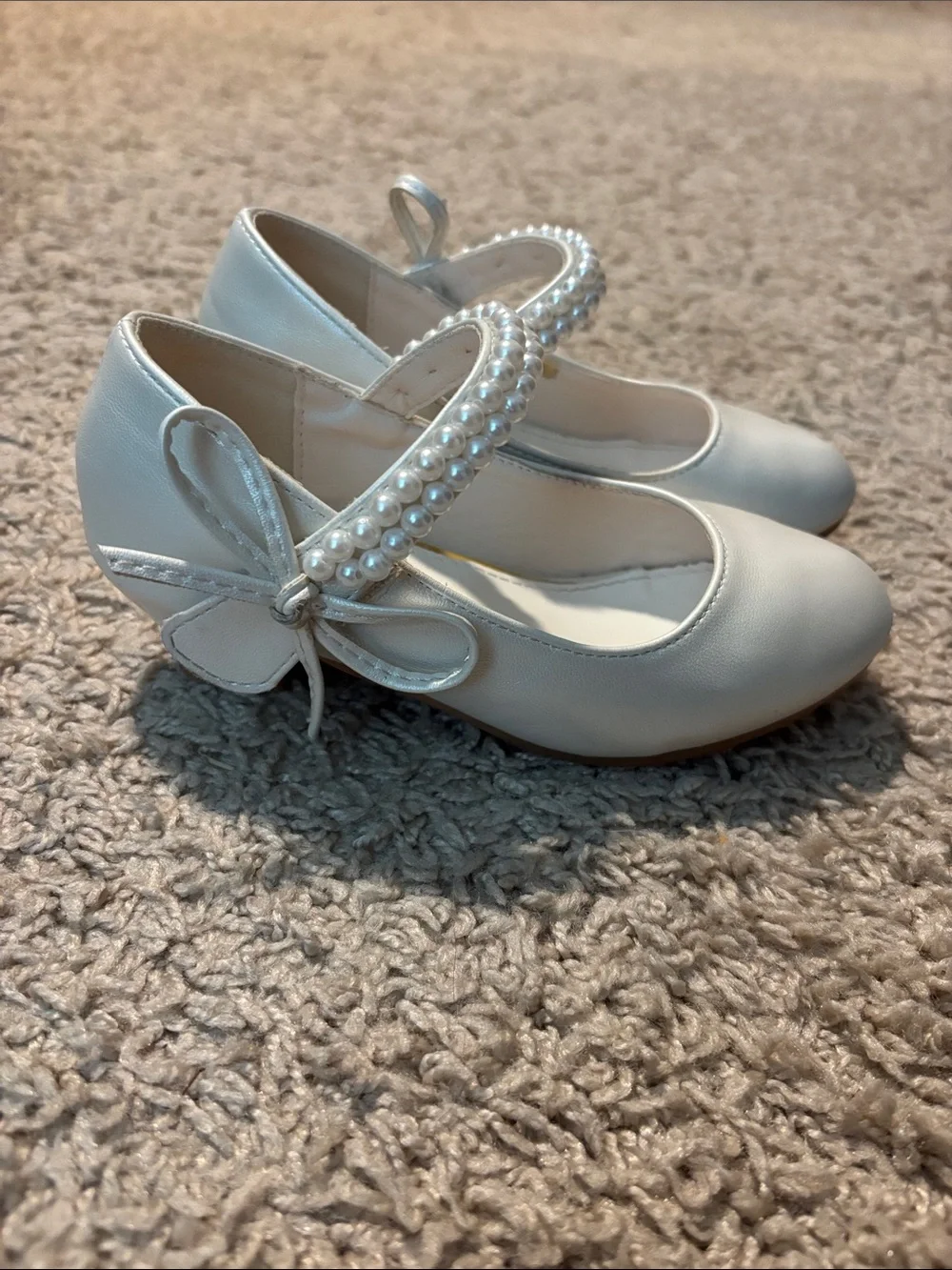 Girls Pearl-Strap Mary Jane Dress Shoes - Ivory